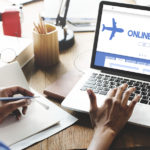 Online Booking Traveling Plane Flight Concept