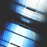 blue and white light in dark room